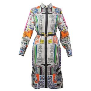 NWT Versace multicoloured dress chemisier with belt size 44